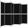  6 paneles fekete szövet térelválasztó 300x180 cm