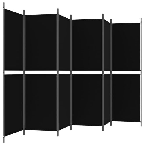  6 paneles fekete szövet térelválasztó 300x180 cm