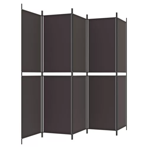  5 paneles barna szövet paraván 250x200 cm
