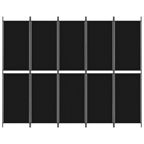  5 paneles fekete szövet térelválasztó 250x200 cm