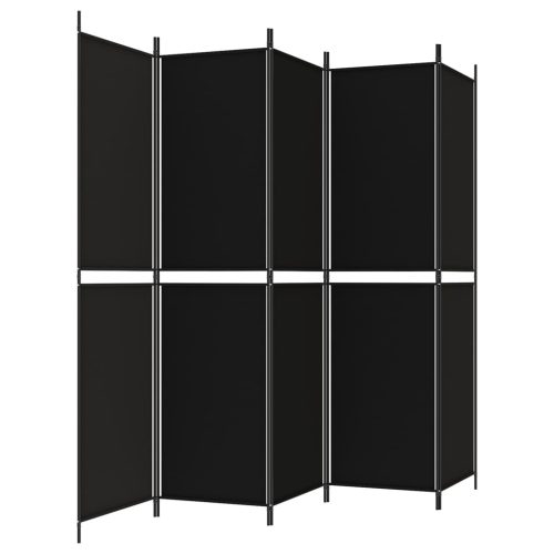  5 paneles fekete szövet térelválasztó 250x200 cm