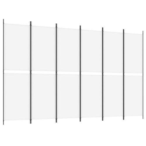  6 paneles fehér szövet térelválasztó 300x200 cm