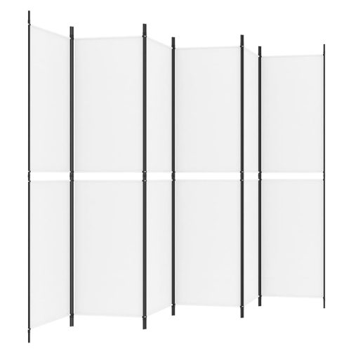  6 paneles fehér szövet térelválasztó 300x200 cm