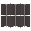  6 paneles barna szövet paraván 300x200 cm
