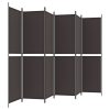  6 paneles barna szövet paraván 300x200 cm