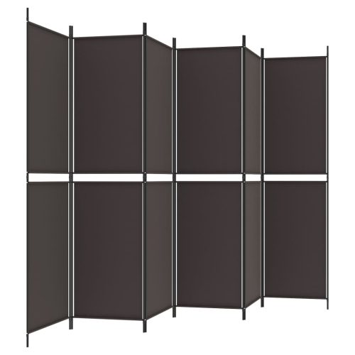  6 paneles barna szövet paraván 300x200 cm