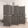  6 paneles antracitszürke szövet térelválasztó 300x200 cm