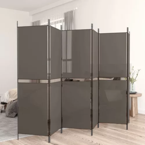  6 paneles antracitszürke szövet térelválasztó 300x200 cm