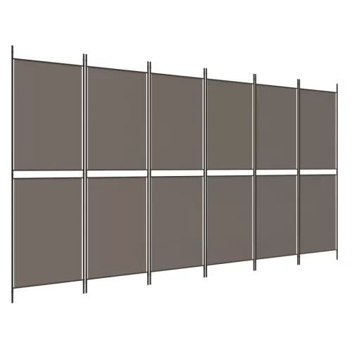  6 paneles antracitszürke szövet térelválasztó 300x200 cm