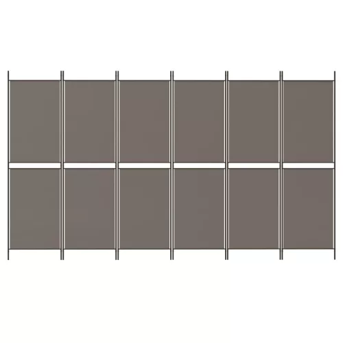  6 paneles antracitszürke szövet térelválasztó 300x200 cm