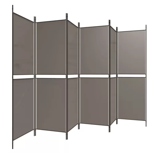  6 paneles antracitszürke szövet térelválasztó 300x200 cm