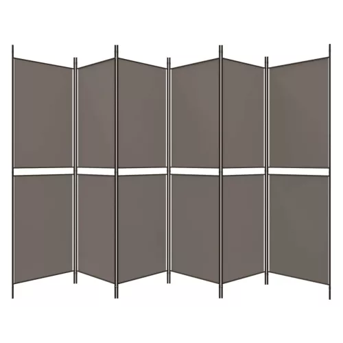  6 paneles antracitszürke szövet térelválasztó 300x200 cm