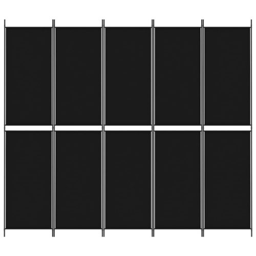  5 paneles fekete szövet térelválasztó 250x220 cm
