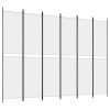  6 paneles fehér szövet térelválasztó 250 x 220 cm