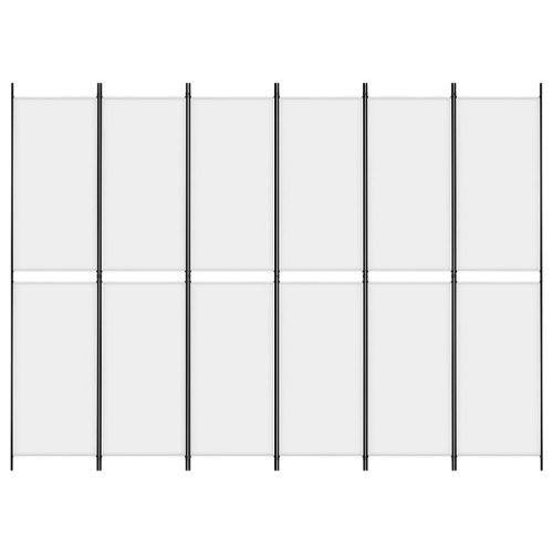  6 paneles fehér szövet térelválasztó 250 x 220 cm