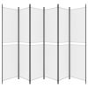  6 paneles fehér szövet térelválasztó 250 x 220 cm