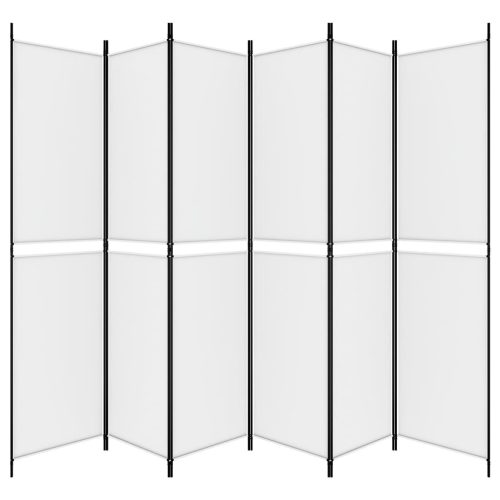  6 paneles fehér szövet térelválasztó 250 x 220 cm