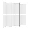  6 paneles fehér szövet térelválasztó 250 x 220 cm
