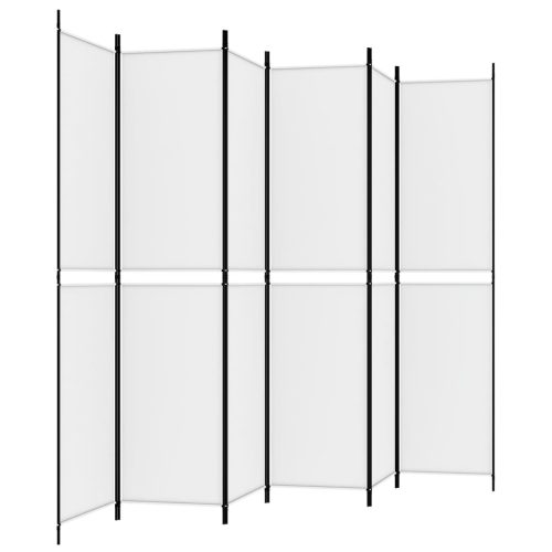  6 paneles fehér szövet térelválasztó 250 x 220 cm