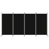 4 paneles fekete szövet térelválasztó 346x180 cm