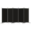  5 paneles fekete szövet térelválasztó 433x180 cm