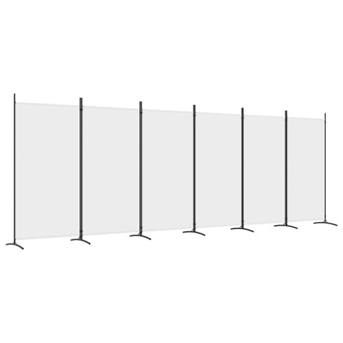  6 paneles fehér szövet térelválasztó 520x180 cm