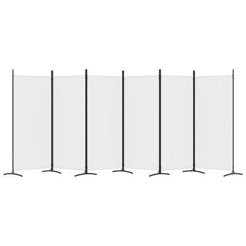  6 paneles fehér szövet térelválasztó 520x180 cm
