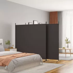  3 paneles barna szövet paraván 525x180 cm