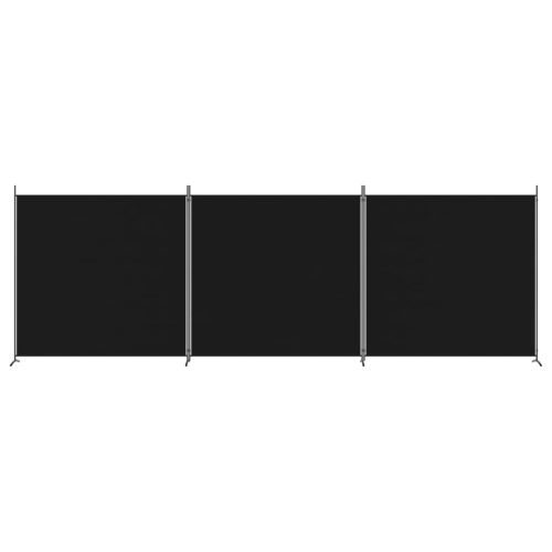  3 paneles fekete szövet térelválasztó 525x180 cm
