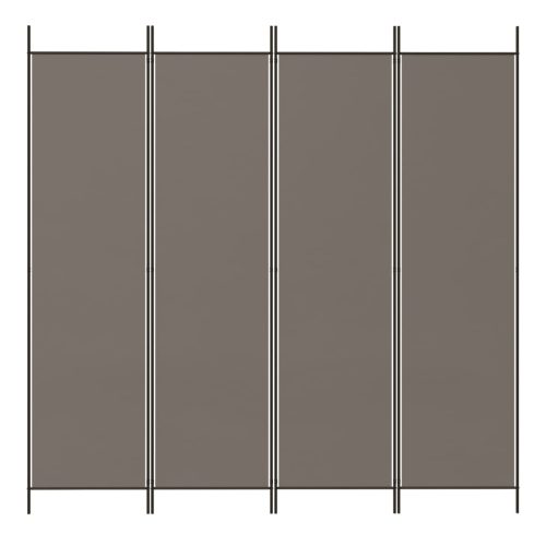  4 paneles antracitszürke szövet térelválasztó 698x180 cm