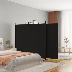  4 paneles fekete szövet térelválasztó 698x180 cm