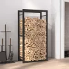  fekete acél tűzifatároló állvány 50x28x94 cm