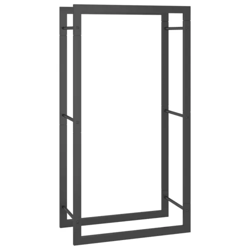  fekete acél tűzifatároló állvány 50x28x94 cm