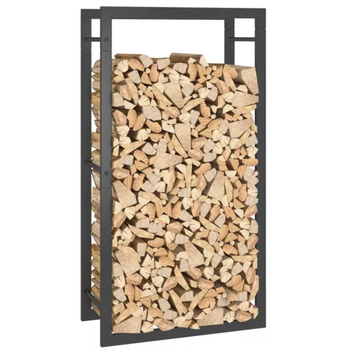  fekete acél tűzifatároló állvány 50x28x94 cm