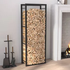  fekete acél tűzifatároló állvány 50x28x132 cm
