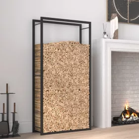  fekete acél tűzifatároló állvány 80x28x154 cm
