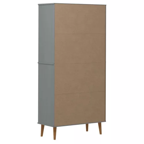  MOLDE szürke tömör fenyőfa könyvszekrény 85 x 35 x 170,5 cm