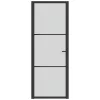  fekete matt üveg és alumínium beltéri ajtó 76 x 201,5 cm