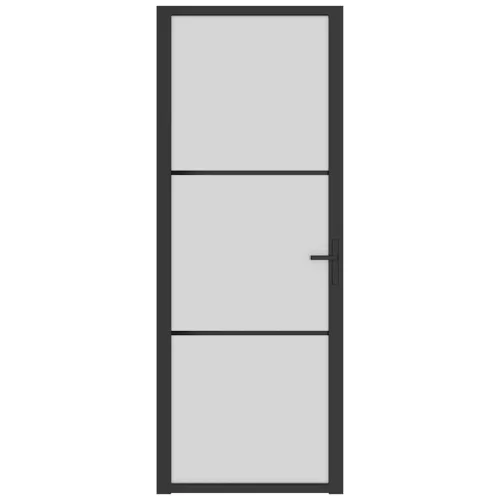  fekete matt üveg és alumínium beltéri ajtó 76 x 201,5 cm