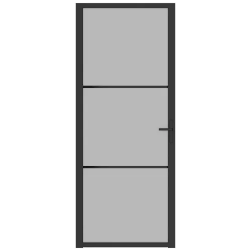  fekete matt üveg és alumínium beltéri ajtó 83 x 201,5 cm