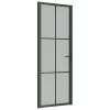  fekete matt üveg és alumínium beltéri ajtó 76 x 201,5 cm