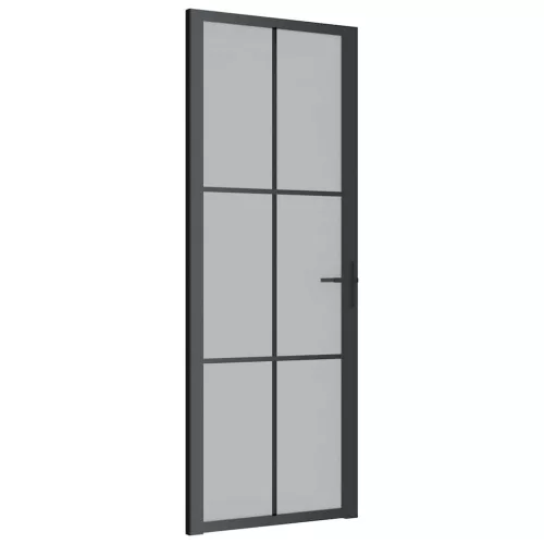  fekete matt üveg és alumínium beltéri ajtó 76 x 201,5 cm