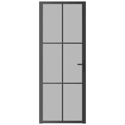  fekete matt üveg és alumínium beltéri ajtó 76 x 201,5 cm