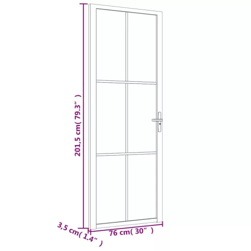  fekete matt üveg és alumínium beltéri ajtó 76 x 201,5 cm