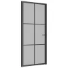  fekete matt üveg és alumínium beltéri ajtó 93 x 201,5 cm