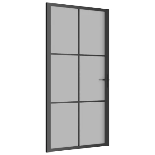 fekete matt üveg és alumínium beltéri ajtó 102,5 x 201,5 cm