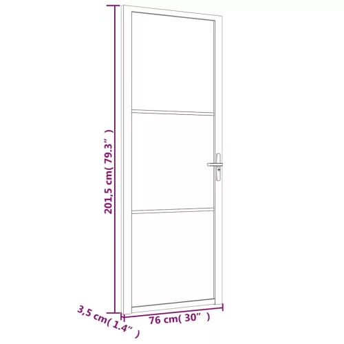 fekete ESG üveg és alumínium beltéri ajtó 76 x 201,5 cm