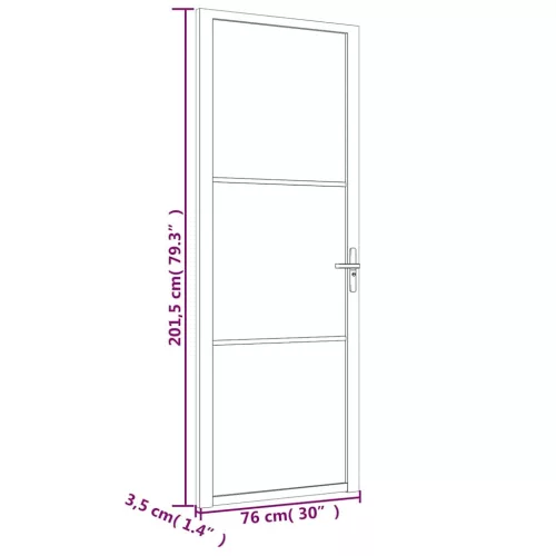  fehér ESG üveg és alumínium beltéri ajtó 76 x 201,5 cm