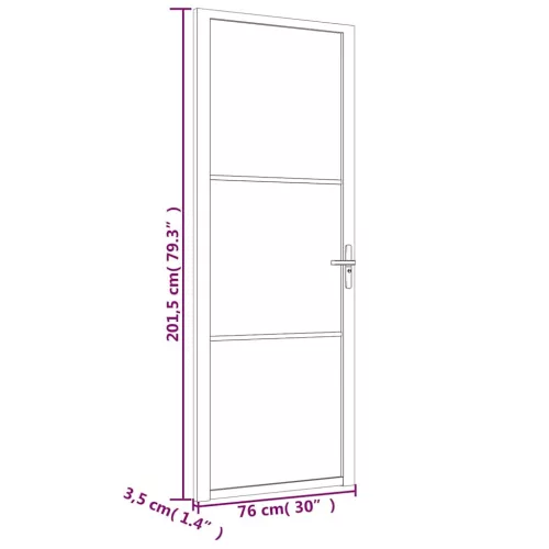 fehér matt üveg és alumínium beltéri ajtó 76 x 201,5 cm