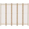  5 paneles összecsukható bambusz és vászon térelválasztó 200 cm